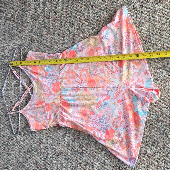 SO BRAND WOMEN'S JUNIOR SCOOPNECK "SKATER" PINK FLORAL ROMPER SIZE SMALL - Picture 11 of 15